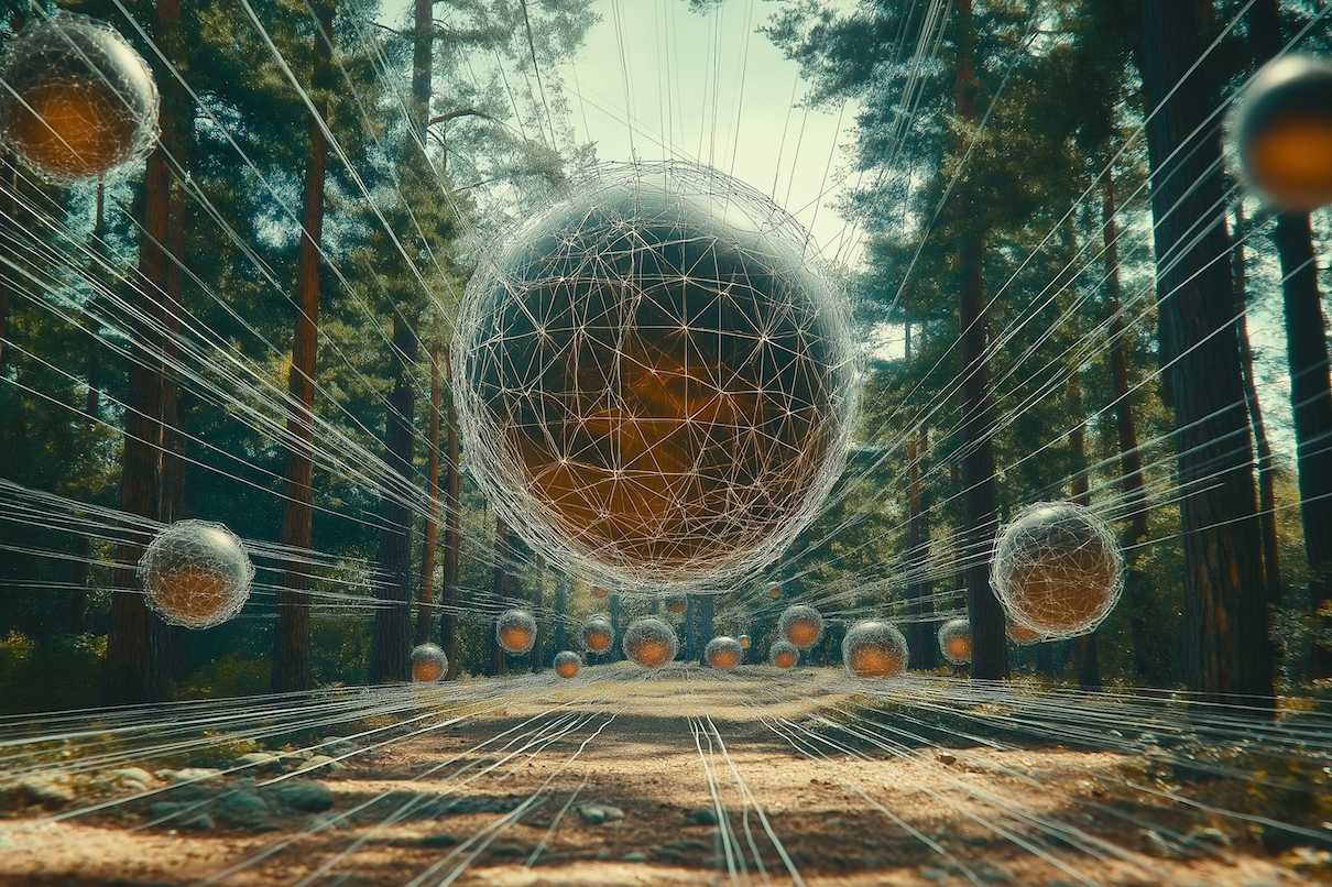Dynamic visualization of custom DePIN GPU cluster powered by gpumarketdepin API, featuring interconnected nodes and real-time scaling for decentralized computing